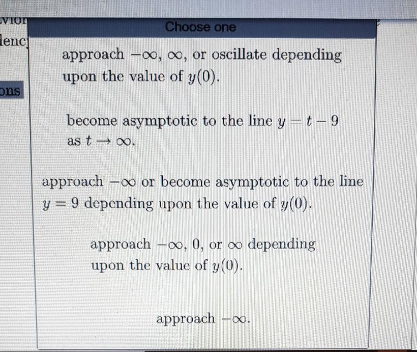 Draw A Direction Field For The Differential Equation Y 8 T Y Based On The Direction Field Determine The Behavior O 2