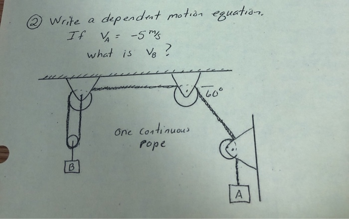 1 2 Write A Dependent Motion Equation If 5 What Is Ve One Continuous One Continuous Pope W 1