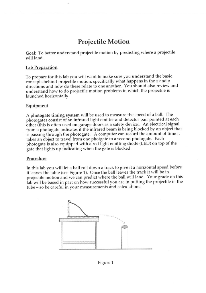 Projectile Motion Goal To Better Understand Projectile Motion By Predicting Where A Projectile Will Land Lab Preparati 1