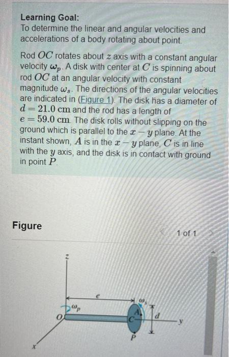 Learning Goal To Determine The Linear And Angular Velocities And Accelerations Of A Body Rotating About Point Rod Oc R 1