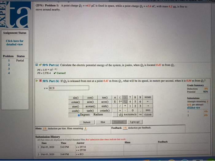 Y U Duod Fialu Space W Chege 25 Problem L A Point Charge Q 15 C Is Fixed In Space While A Point Charge 02 2 1