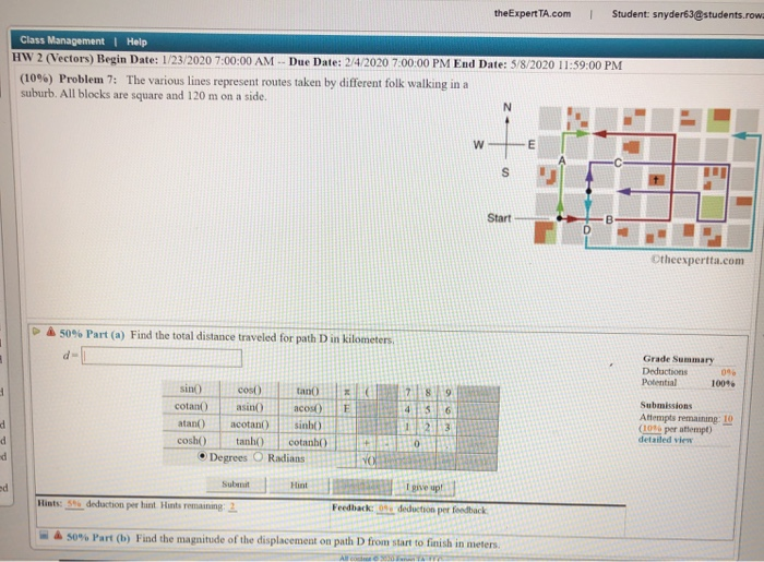 Theexpert Ta Com Student Snyder63 Students Row Class Management Help Hw 2 Vectors Begin Date 1 23 2020 7 00 00 Am 1