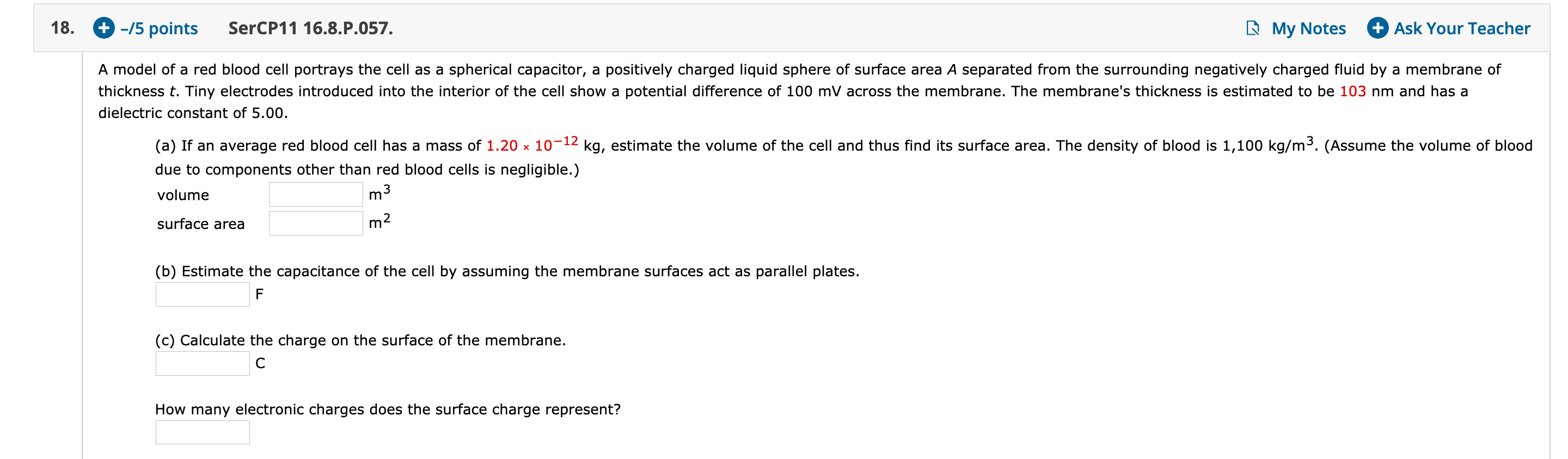 18 15 Points Sercp11 16 8 P 057 My Notes Ask Your Teacher A Model Of A Red Blood Cell Portrays The Cell As A Sphe 1
