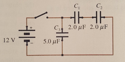 3 The Circuit Shown In The Fig Consists Of A 12 V Battery And Three Capacitors Determine Both Voltage Across And Charg 1