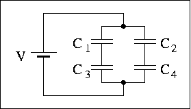 In The Circuit Shown In The Figure The Voltage Of The Battery Is 13 0 V And The Capacitors Have The Following Capacitan 1
