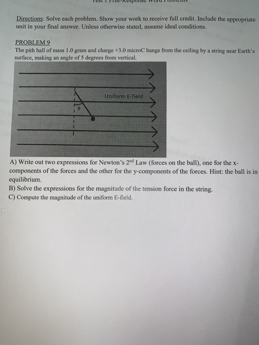 Colecc Nos Unisc Wuutuuicus Directions Solve Each Problem Show Your Work To Receive Full Credit Include The Appropria 2