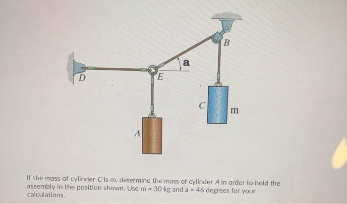 If The Mass Of Cylinder Cis M Determine The Mass Of Cylinder A In Order To Hold The Assembly In The Position Shown Use 1