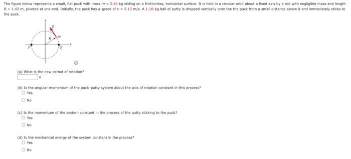The Figure Below Represents A Small Flat Puck With Mass M 2 44 Kg Sliding On A Frictionless Horizontal Surface It I 1