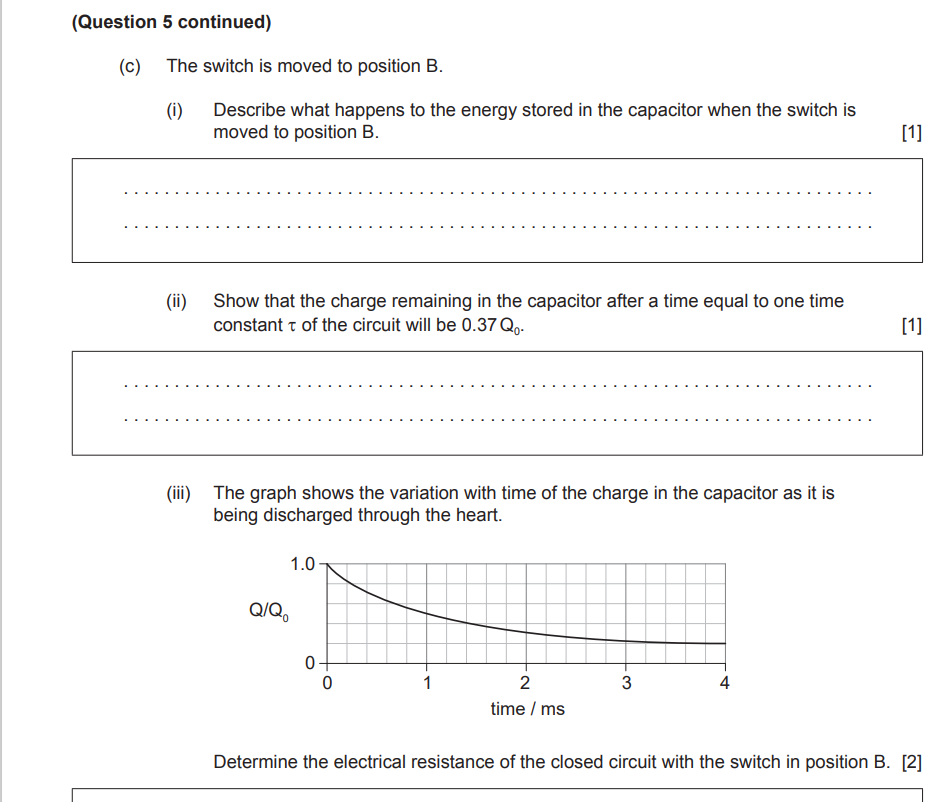 Question C Iii How Do I Find The Time Constant The Capacity Is 30 10 6 1