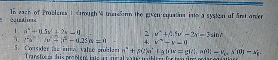 6 Reduce The System 1 To A System Of First Order Equations Of The Form 12 7 Systems Of First Order Equations Can 2