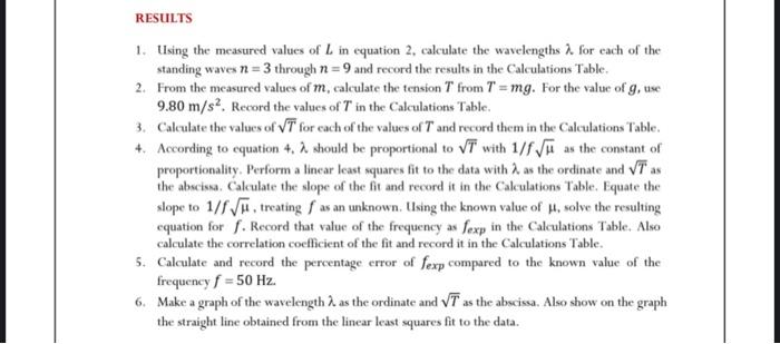 L 1 2m N M Kg N 1 2 3 4 5 0 50 0 12 0 06 0 03 0 02 Results 1 Using The Measured Values Of L In Equation 2 Calculate 2