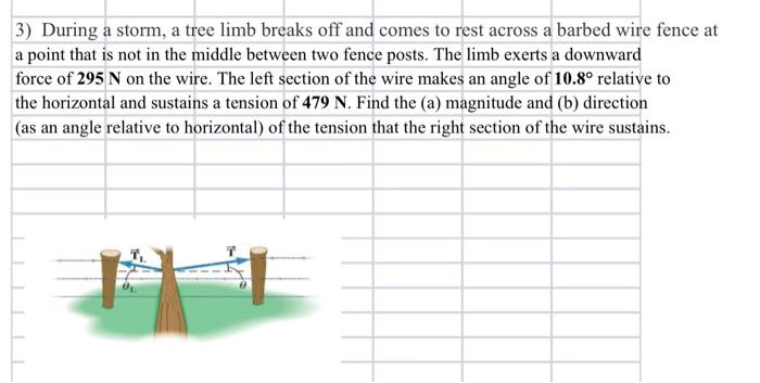 3 During A Storm A Tree Limb Breaks Off And Comes To Rest Across A Barbed Wire Fence At A Point That Is Not In The Mid 1
