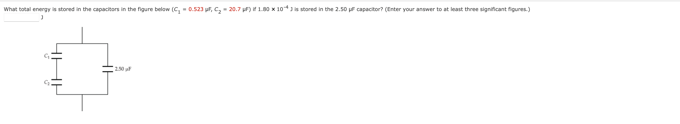 What Total Energy Is Stored In The Capacitors In The Figure Below C1 0 523 Pf C2 20 7 Uf If 1 80 X 10 4 Is Stor 1