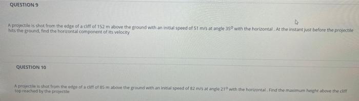 Question 5 A Projectile Is Shot From The Edge Of A Cliff Of 81 M Above The Ground With An Initial Speed Of 47 M S At Ang 3
