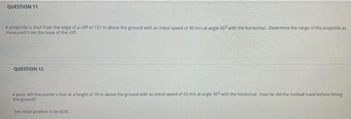 Question 5 A Projectile Is Shot From The Edge Of A Cliff Of 81 M Above The Ground With An Initial Speed Of 47 M S At Ang 4