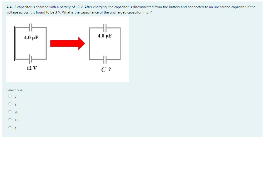 A 4 Uf Capacitor Is Charged With A Battery Of 12 V After Charging The Capacitor Is Disconnected From The Battery And C 1