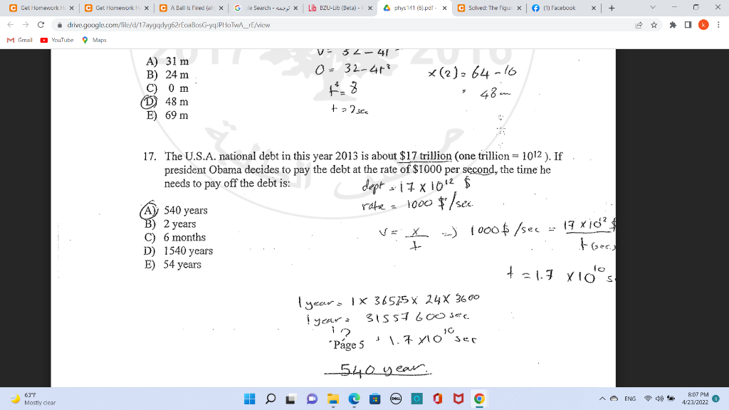 C Get Homework X C Get Homework X C A Ball Is Fired Al X Gle Search X Lib Ezu Lid Beta Phys 141 6 Pdf X C Solved 1