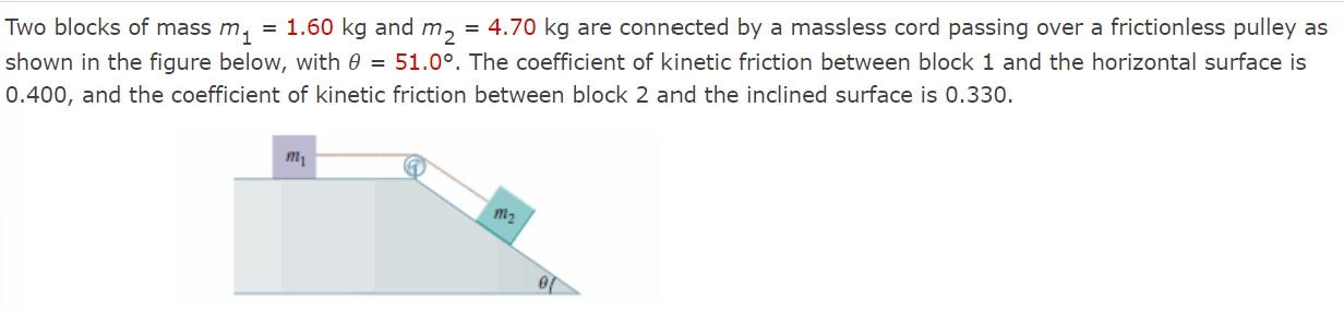 Two Blocks Of Mass M2 1 60 Kg And M2 4 70 Kg Are Connected By A Massless Cord Passing Over A Frictionless Pulley As 1