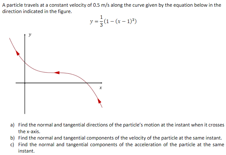 A Particle Travels At A Constant Velocity Of 0 5 M S Along The Curve Given By The Equation Below In The Direction Indica 1