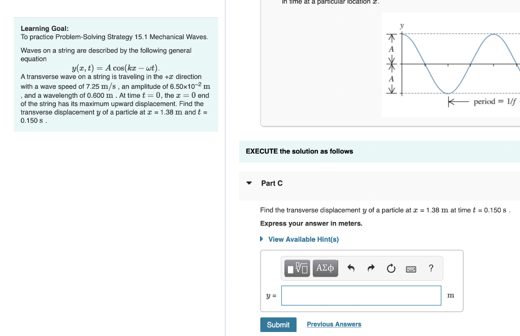 In Time At A Particular Location Learning Goal To Practice Problem Solving Strategy 15 1 Mechanical Waves Waves On A 1
