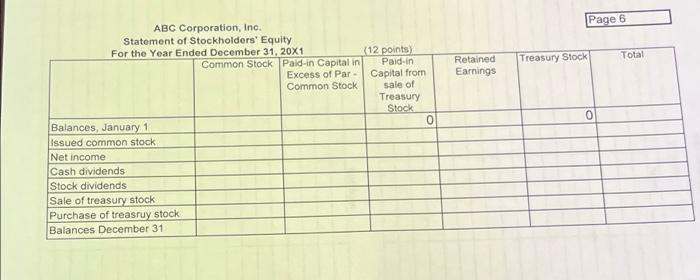Journal Entries 6 Points A Issued 9500 Shares Of 10 Par Common Stock At 11 Receiving Cash 6 Points B Issued 7