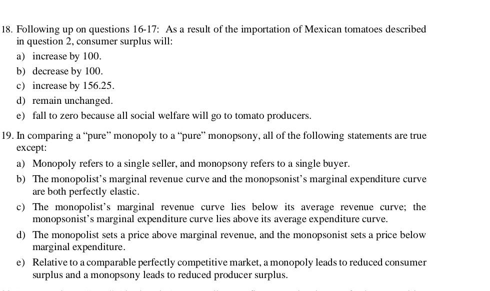 18 Following Up On Questions 16 17 As A Result Of The Importation Of Mexican Tomatoes Described In Question 2 Consume 1