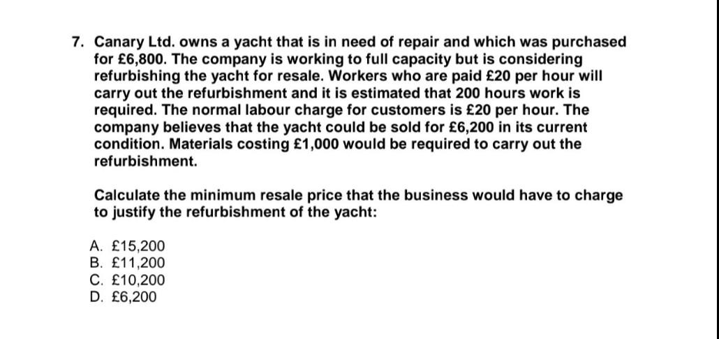 7 Canary Ltd Owns A Yacht That Is In Need Of Repair And Which Was Purchased For 6 800 The Company Is Working To Full 1