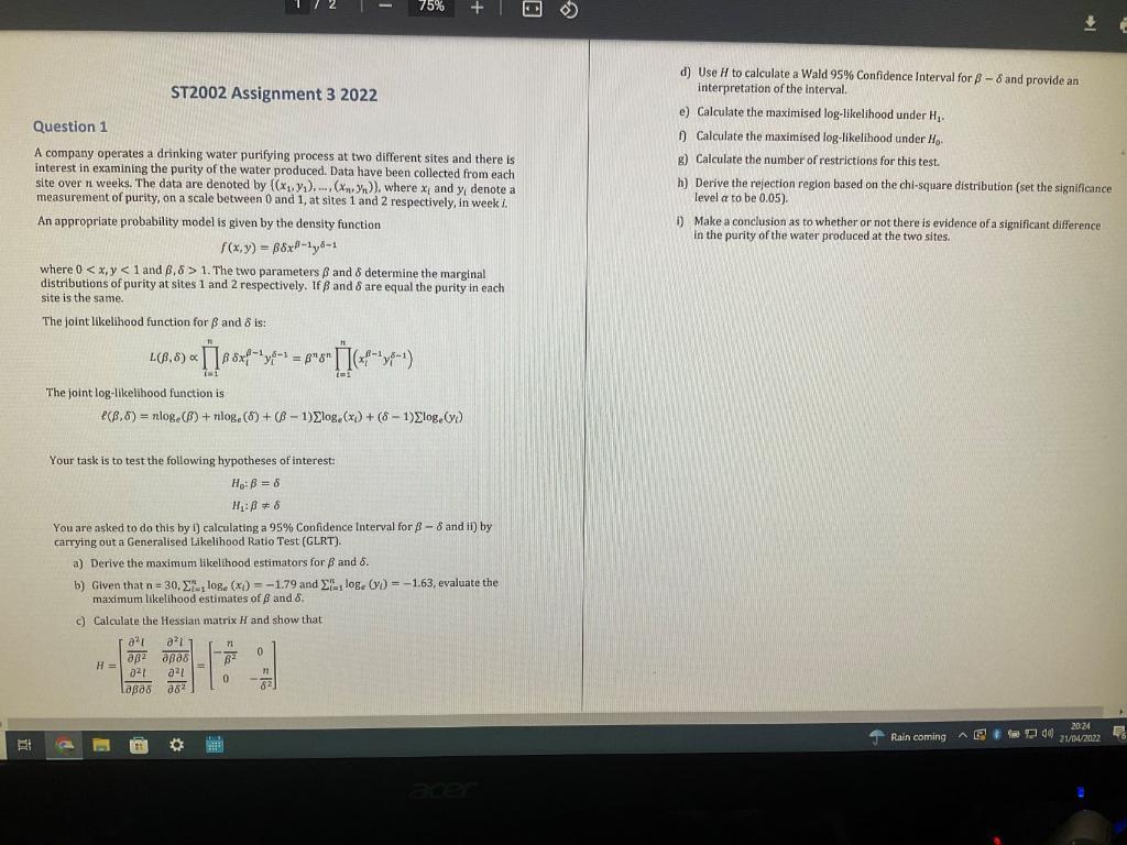 Could You Please Answer Question H 1