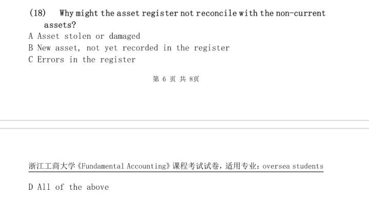 18 Why Might The Asset Register Not Reconcile With The Non Current Assets A Asset Stolen Or Damaged B New Asset Not 1