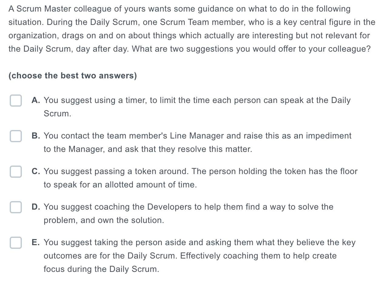 A Scrum Master Colleague Of Yours Wants Some Guidance