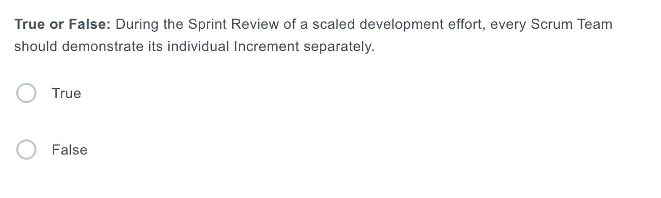 During The Sprint Review Of A Scaled Development Effort