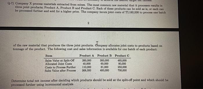 Uues Bem O Q 7 Company X Process Materials Extracted From Mines The Most Common Raw Material That It Processes Results 1