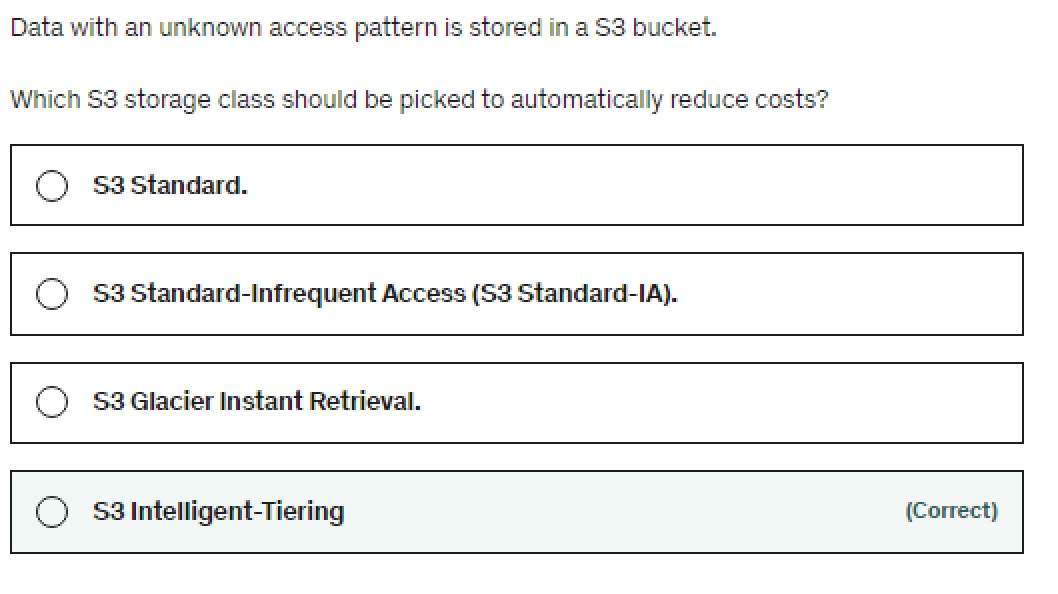 Data With An Unknown Access Pattern Is Stored In A S3 Bucket