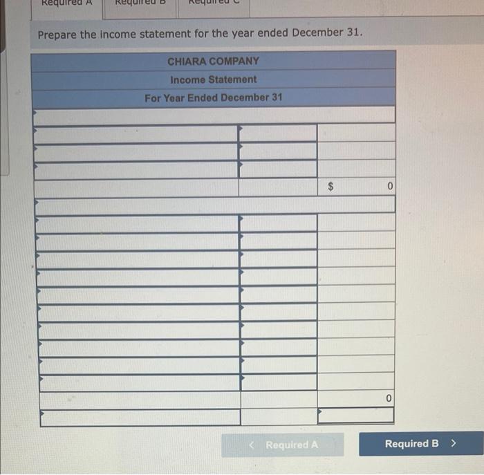The Adjusted Trial Balance For Chiara Company As Of December 31 Follows Credit Debit 166 700 53 500 21 300 170 500 16 3