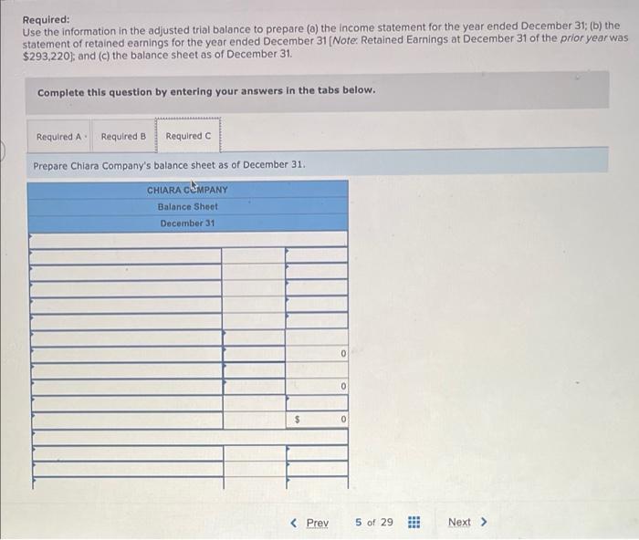 The Adjusted Trial Balance For Chiara Company As Of December 31 Follows Credit Debit 238 500 52 000 20 000 169 500 15 4
