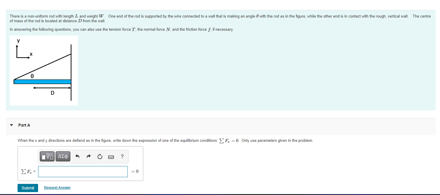 Of Mass Of The Rod Is Located At Distance D From The Wall In Answering The Following Questions You Can Also Use The Te 1