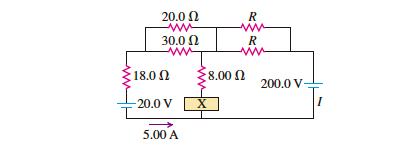 The Current Passing Across The 20v Battery Is 5a And The Voltage Across The 8 Ohm Resistor Is 16v With The Lower End Of 1