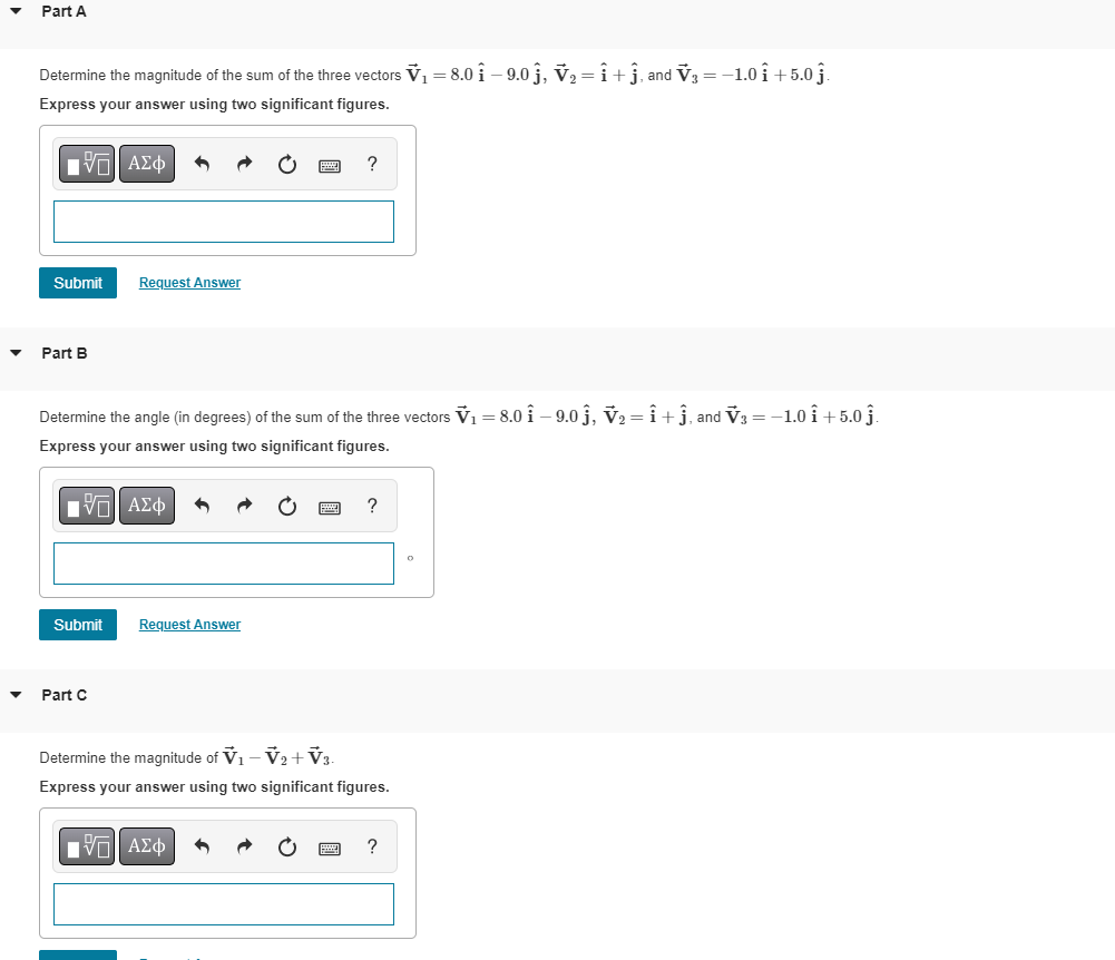 Determine The Magnitude Of The Sum Of The Three Vectors V1 8 0i 9 0j V2 I J And V3 1 0i 5 0j Express Your 1