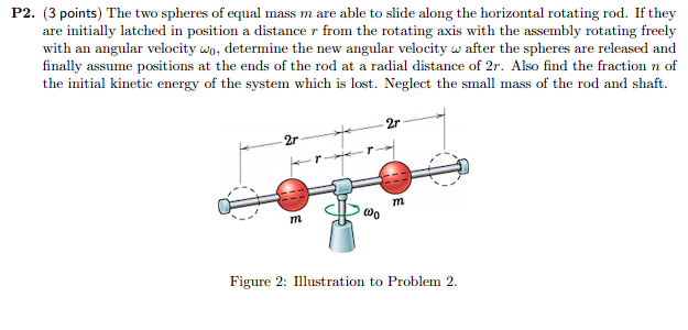 P2 3 Points The Two Spheres Of Equal Mass M Are Able To Slide Along The Horizontal Rotating Rod If They Are Initiall 1
