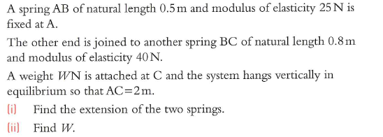 A Spring Ab Of Natural Length 0 5 M And Modulus Of Elasticity 25 N Is Fixed At A The Other End Is Joined To Another Spr 1