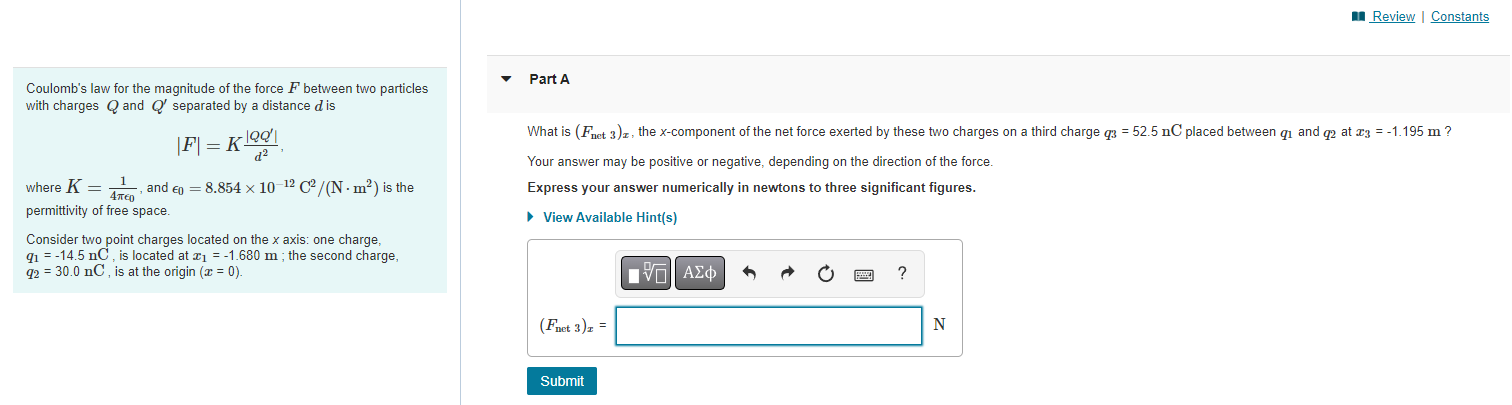 Coulomb S Law For The Magnitude Of The Force F Between Two Particles With Charges Q And Q Separated By A Distance D Is 1