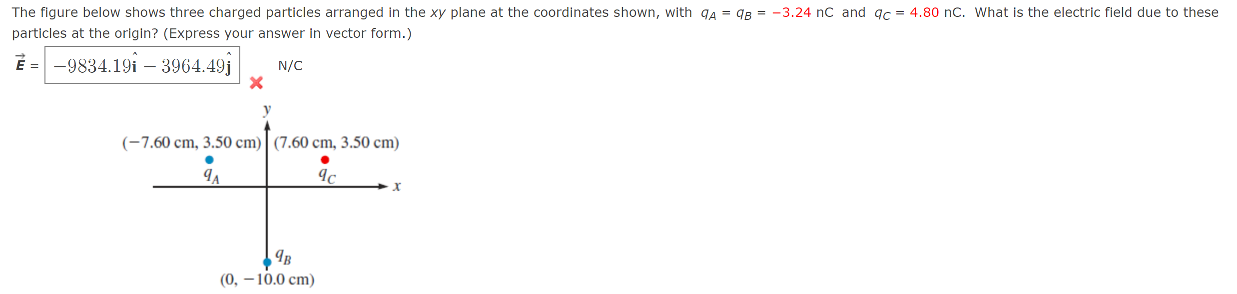 Particles At The Origin Express Your Answer In Vector Form E 9834 19i 3964 49j N C 1