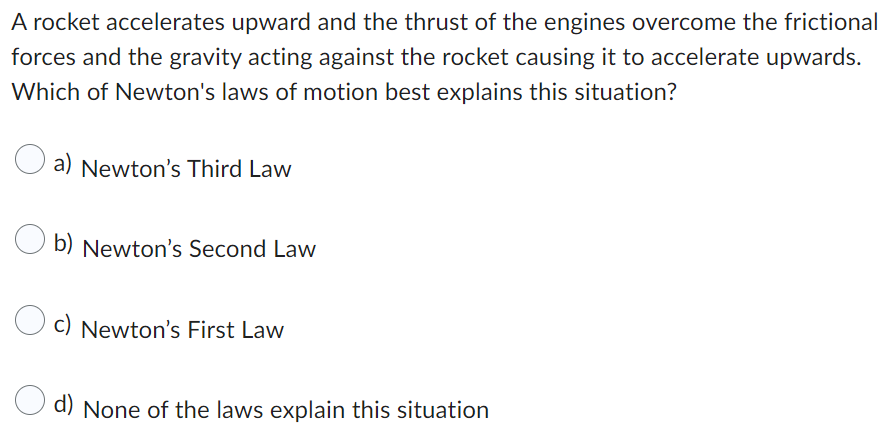 A Rocket Accelerates Upward And The Thrust Of The Engines Overcome The Frictional Forces And The Gravity Acting Against 1