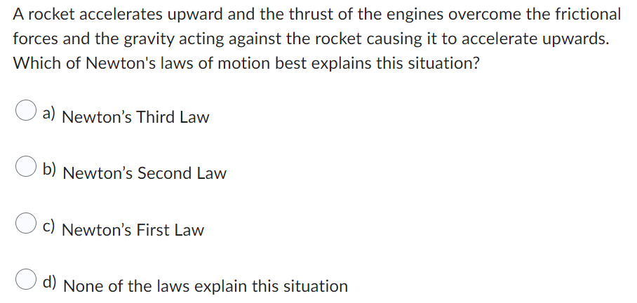 A Rocket Accelerates Upward And The Thrust Of The Engines Overcome The Frictional Forces And The Gravity Acting Against 1