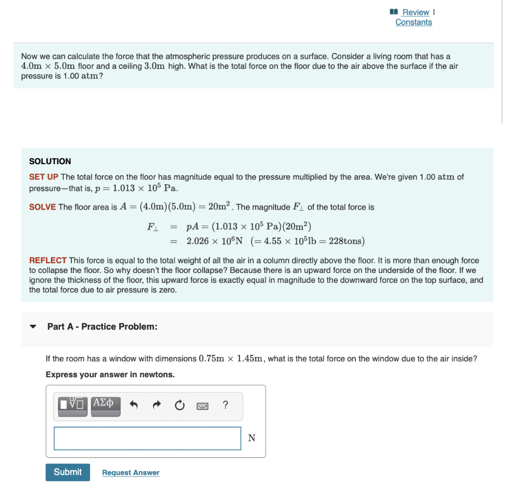 Now We Can Calculate The Force That The Atmospheric Pressure Produces On A Surface Consider A Living Room That Has A 4 1