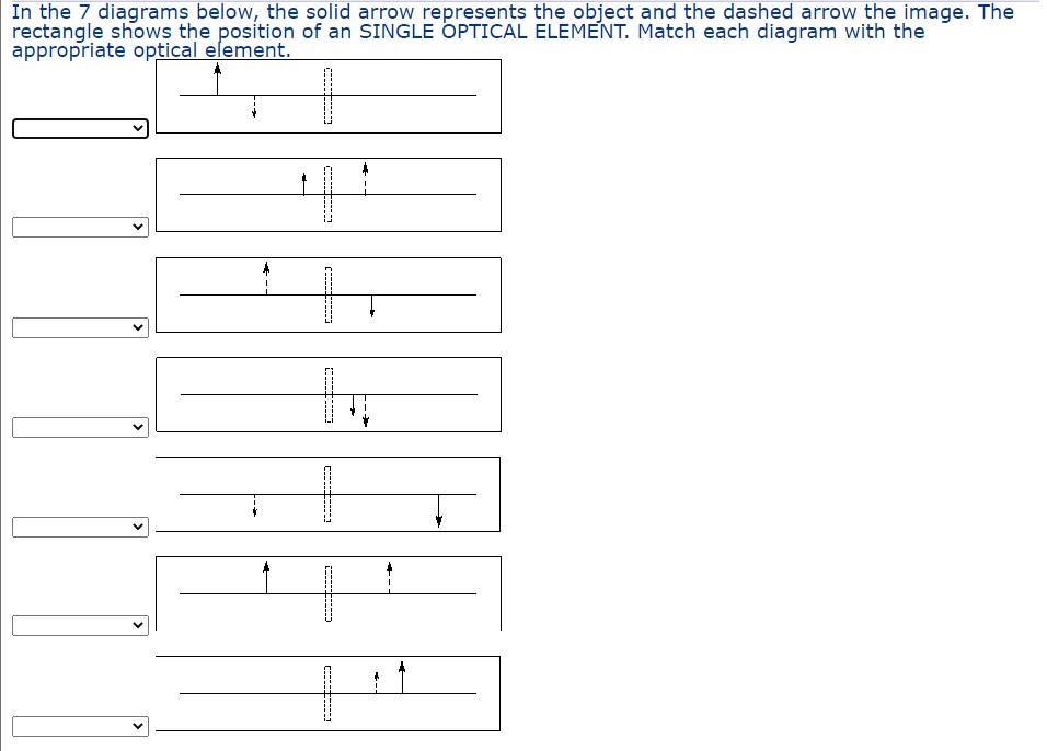 In The 7 Diagrams Below The Solid Arrow Represents The Object And The Dashed Arrow The Image The Rectangle Shows The P 1