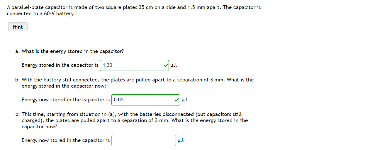 A Parallel Plate Capacitor Is Made Of Two Square Plates 35 Cm On A Side And 1 5 Mm Apart The Capacitor Is Connected To 1