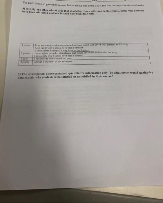 5 The Investigation Above Contained Quantitative Information Only To What Extent Would Qualitative Data Explain Why St 2