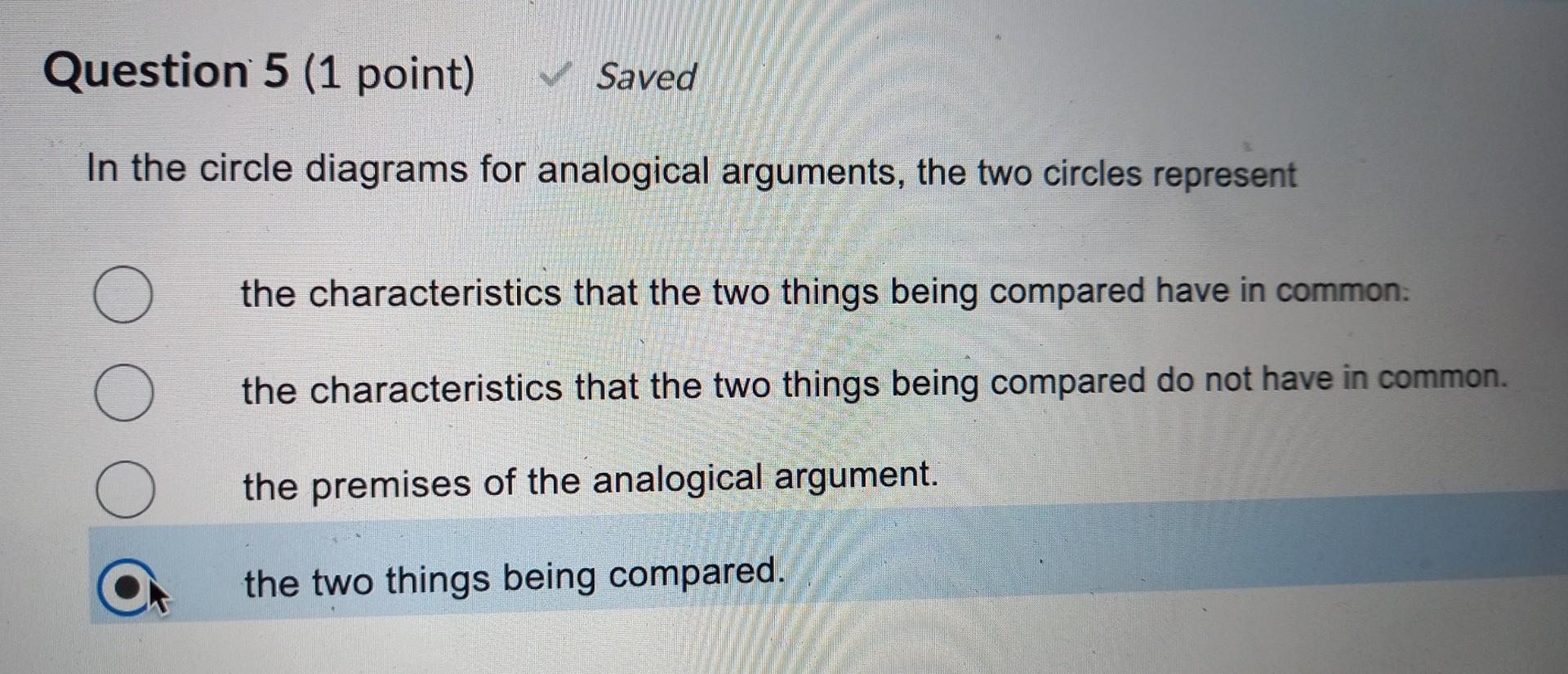 In The Circle Diagrams For Analogical Arguments The Two Circles Represent The Characteristics That The Two Things Being 1