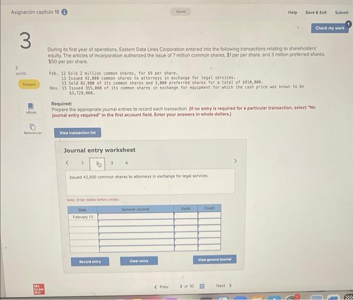 Asignacion Capitulo 18 Seved Help Save Exit Submit Check My Work 3 3 Points Shipoed During Its First Year Of Operation 2